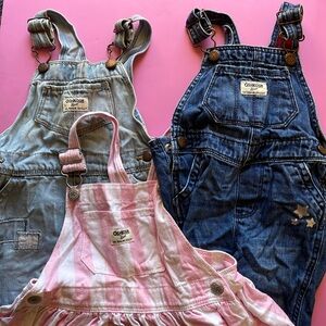 OSHKOSH B’gosh Toddler Overalls.  3 items